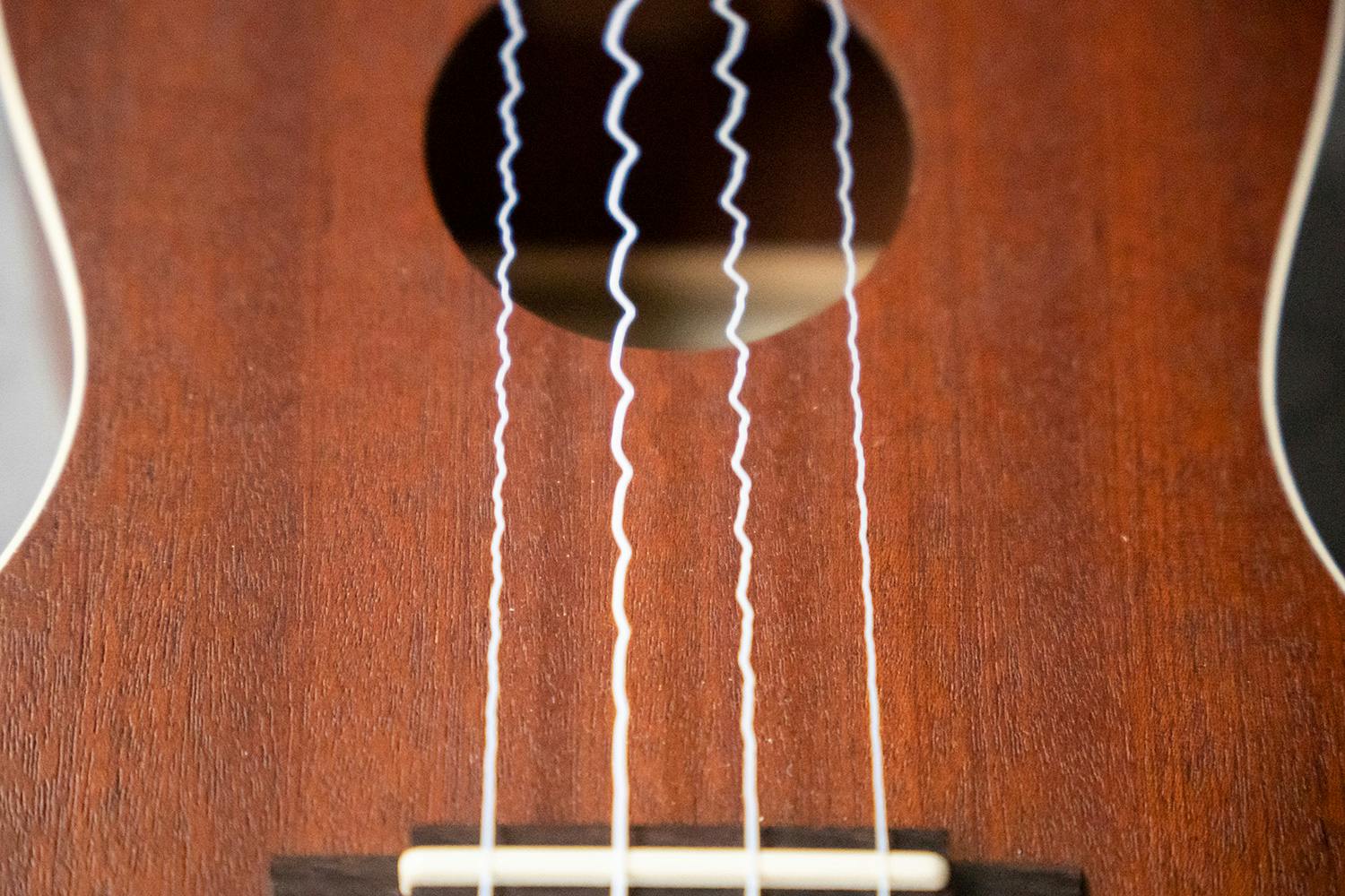 rolling shutter Strängar på en ukulele